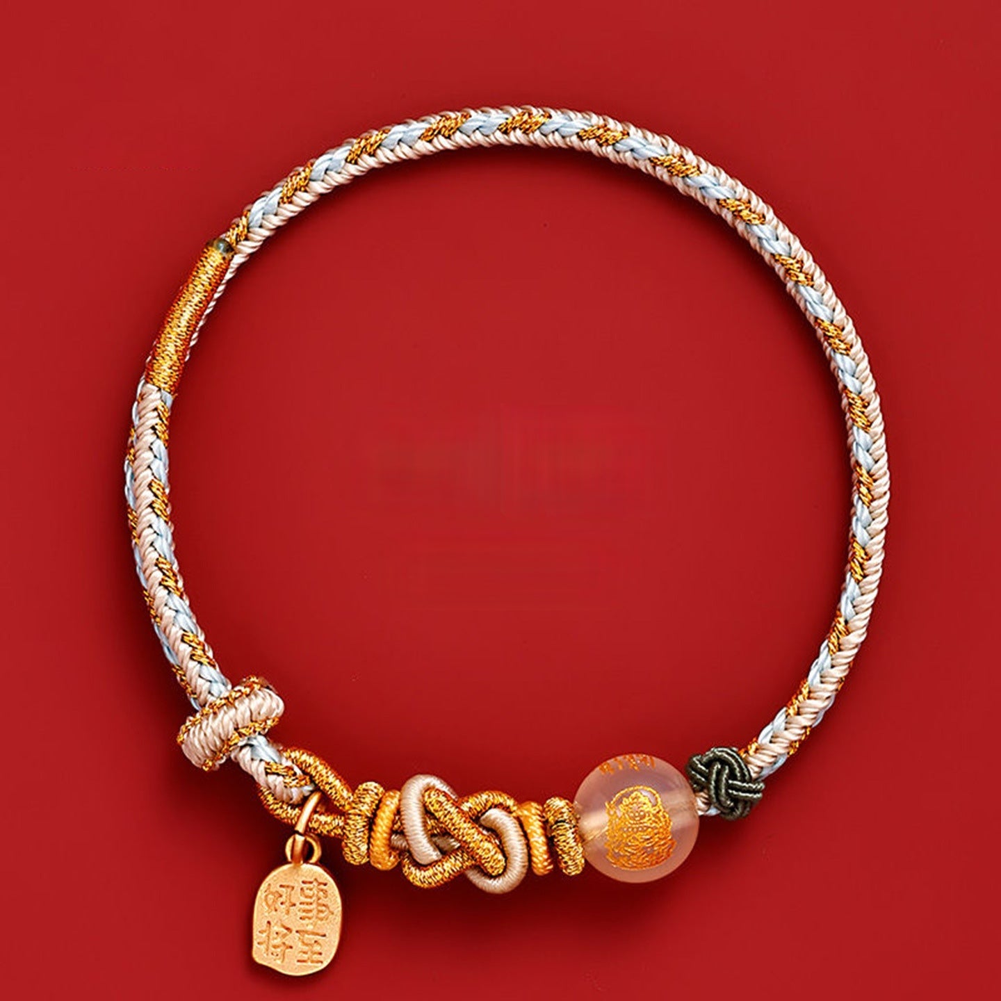 Five-Way Caishen Red String Bracelet – Zodiac Snake Edition (5 Bead Variants)