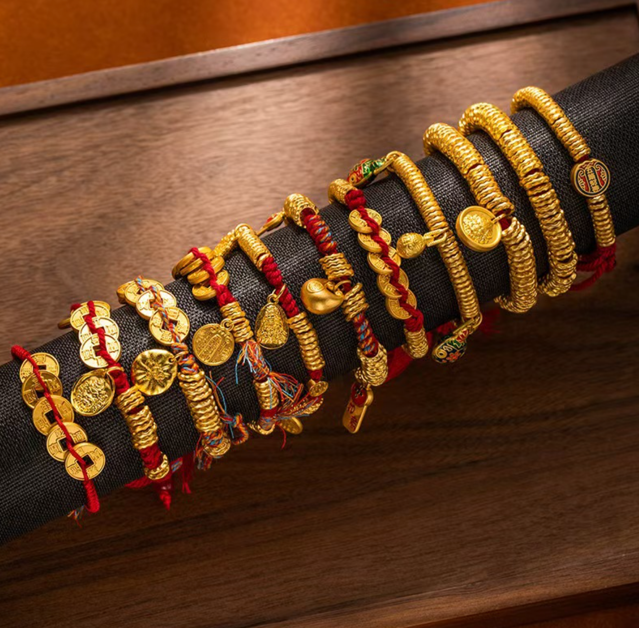 Fortune Coil Red String Bracelet – New Chinese Style, Caishen Coin Charm