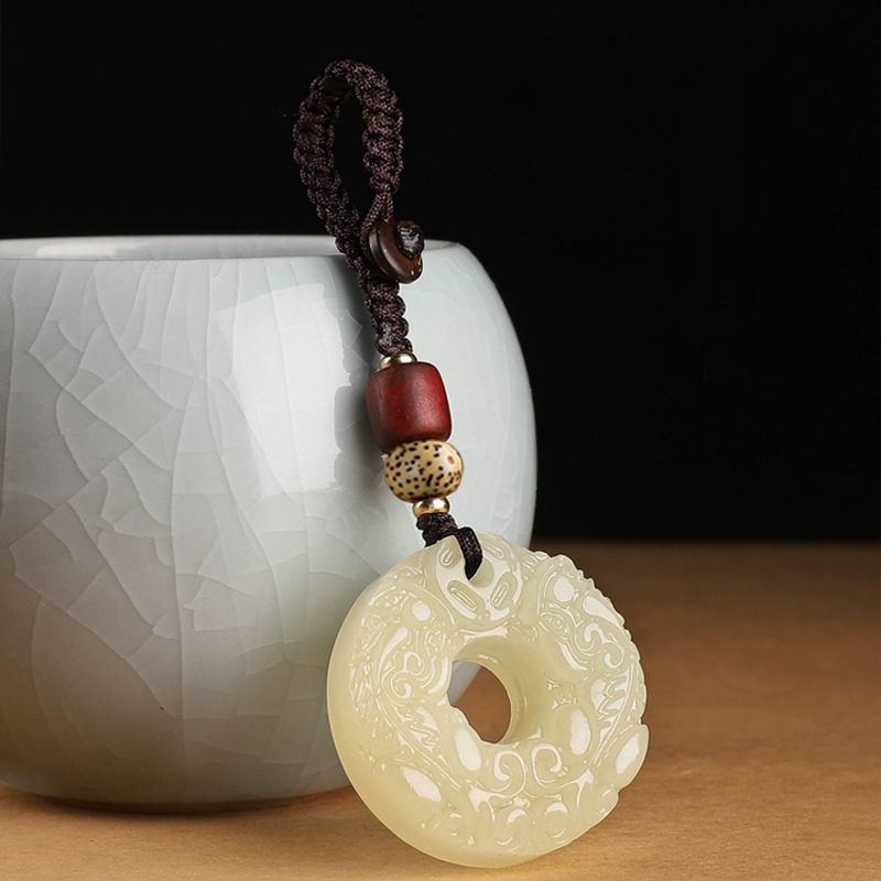 Jade-Look Pixiu Pendant – Double-Sided Carving (Green or White)