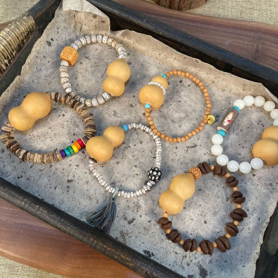 Handmade Gourd Bead Bracelets – Prosperity & Blessings Collection