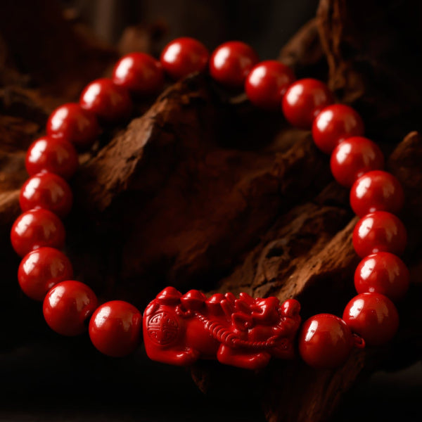 Cinnabar Pixiu Fortune Bracelet – Wealth & Protection Amulet