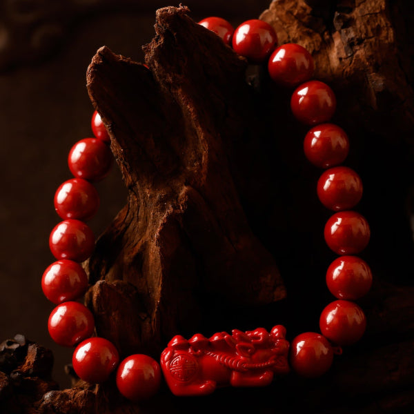 Cinnabar Pixiu Fortune Bracelet – Wealth & Protection Amulet