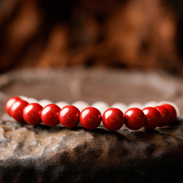Clear Quartz & Cinnabar Harmony Bracelet – Yin Yang Energy Balance Beads