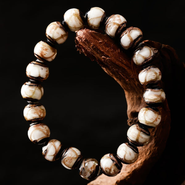 Wisdom White Ash-Glass Bead Bracelet