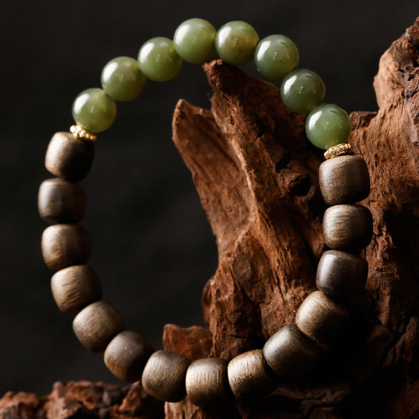 Agarwood & Hetian Jade Harmony Bracelet