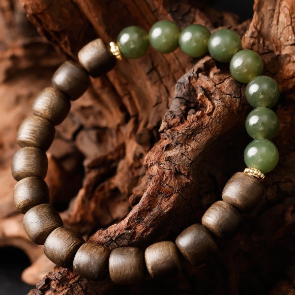 Agarwood & Hetian Jade Harmony Bracelet