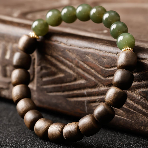 Agarwood & Hetian Jade Harmony Bracelet