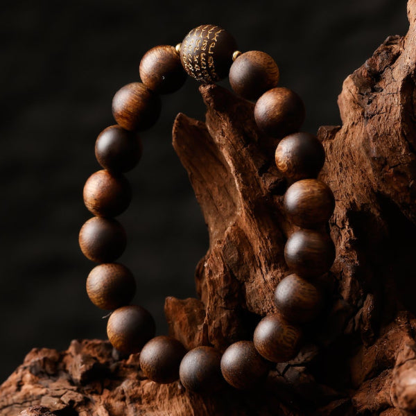 Premium Agarwood Bracelet – Five Elements Mantra Bead (Kynam/Qinan)