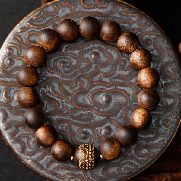 Premium Agarwood Bracelet – Five Elements Mantra Bead (Kynam/Qinan)