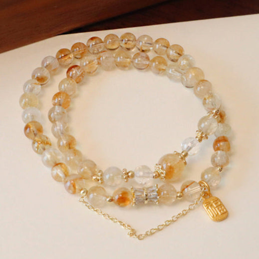 Golden Fortune Double-Wrap Citrine Bracelets – Women’s Prosperity & Blessing Styles