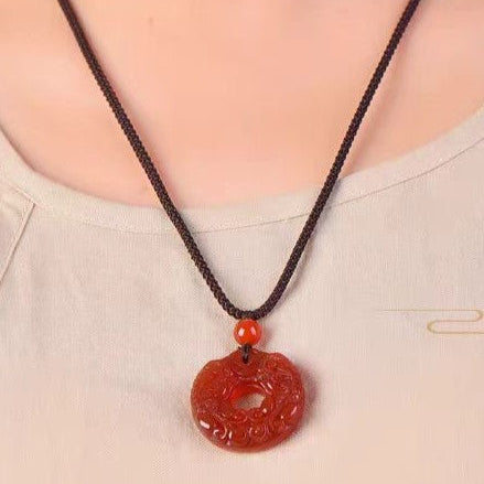 Red Agate Carved Donut Pendant – Protection & Vitality Amulet