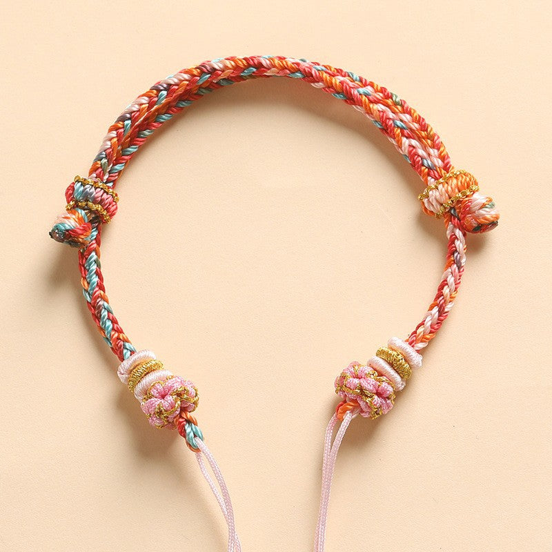 Eight-Strand Peach-Blossom Knot Bracelet Base – Semi-Finished DIY (6 Colors)