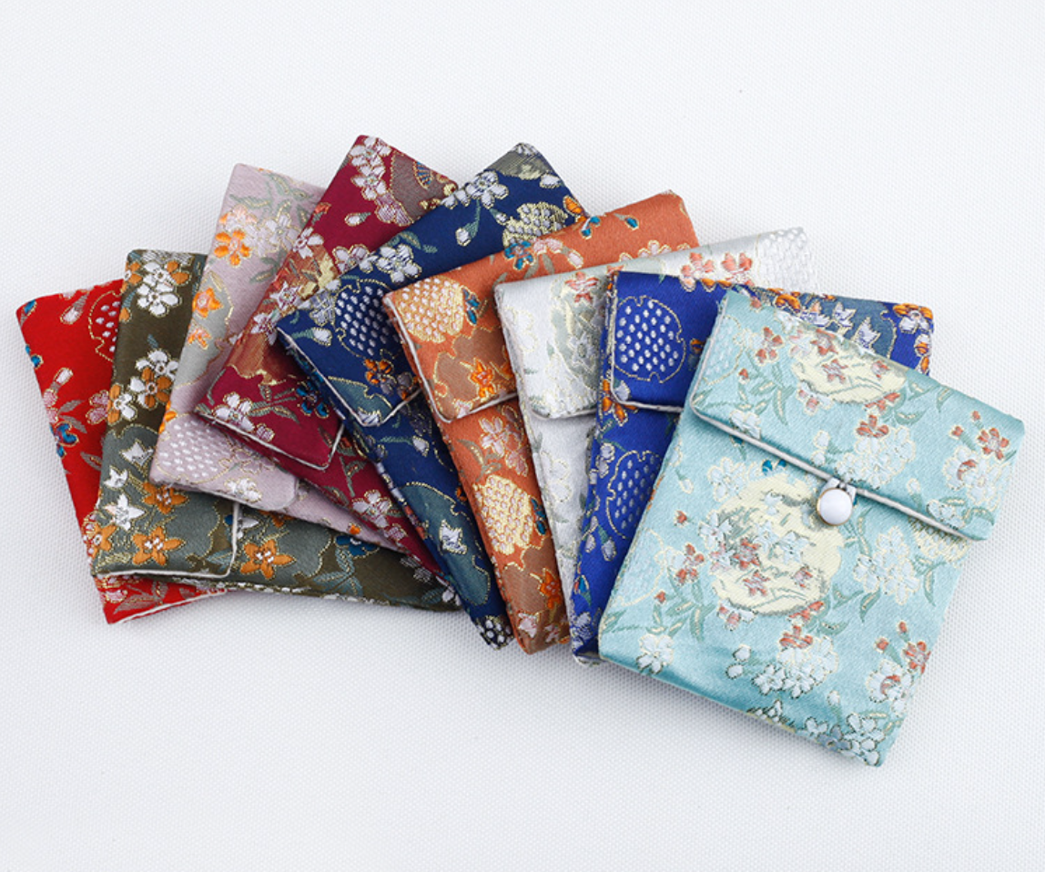 Brocade Jewelry Pouch – Double-Layer Drawstring Bag for Rings & Accessories (9 colors)