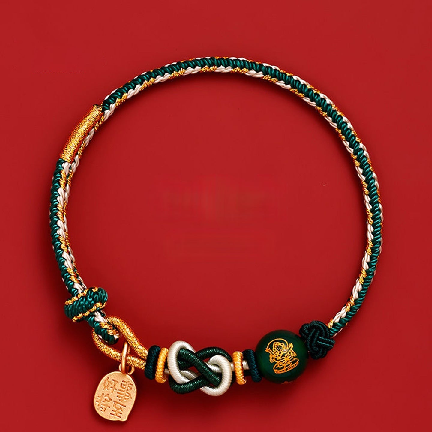 Five-Way Caishen Red String Bracelet – Zodiac Snake Edition (5 Bead Variants)