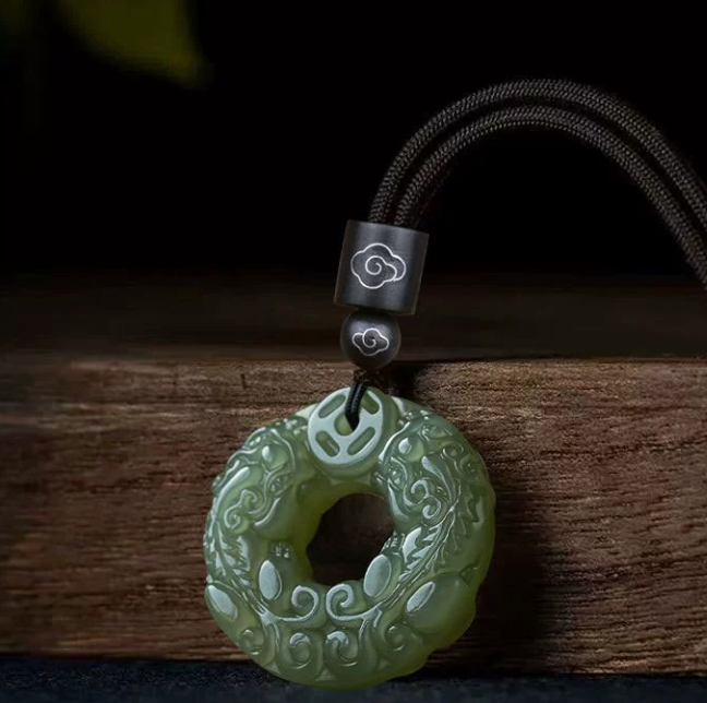 Jade-Look Pixiu Pendant – Double-Sided Carving (Green or White)