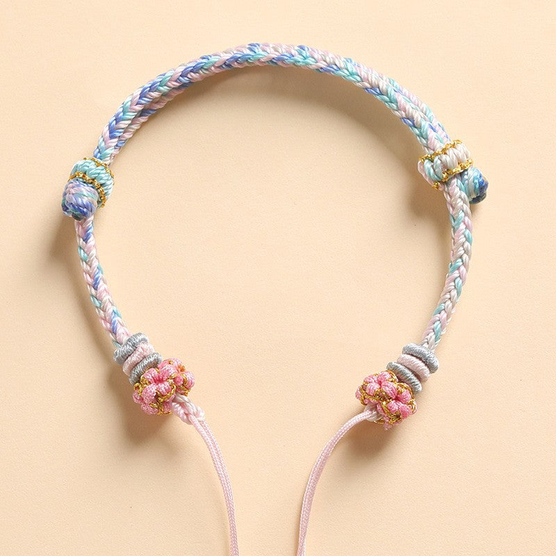 Eight-Strand Peach-Blossom Knot Bracelet Base – Semi-Finished DIY (6 Colors)