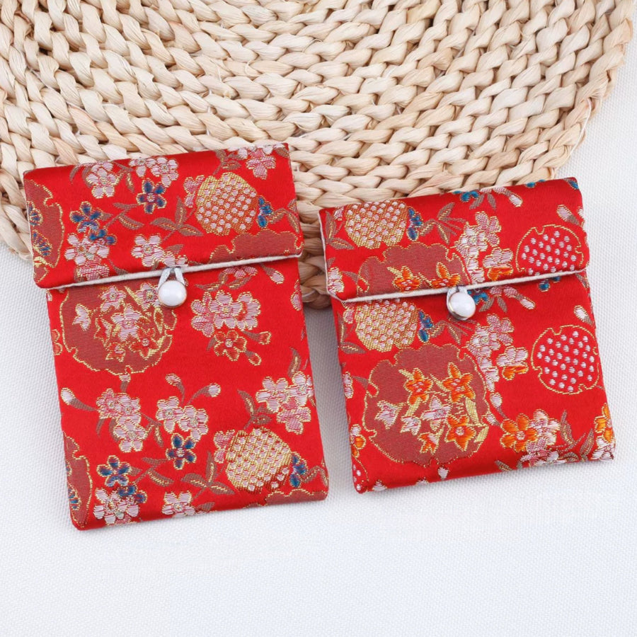 Brocade Jewelry Pouch – Double-Layer Drawstring Bag for Rings & Accessories (9 colors)