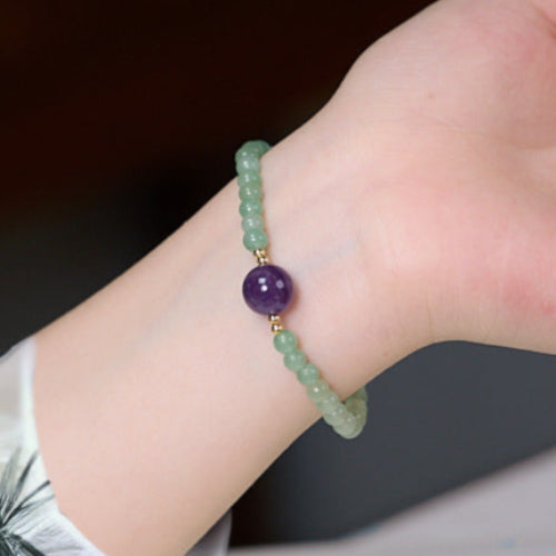 Green Aventurine Bracelet with Amethyst Focal – Balance & Clarity