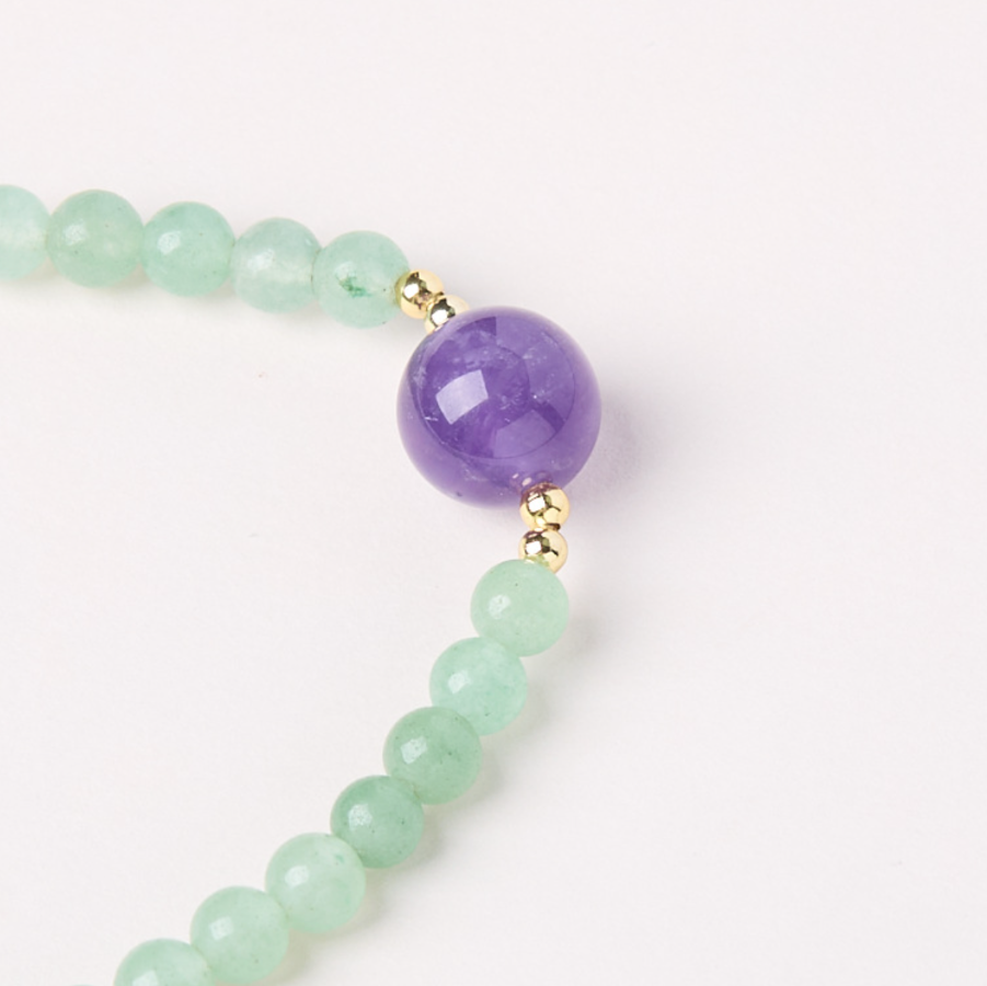 Green Aventurine Bracelet with Amethyst Focal – Balance & Clarity