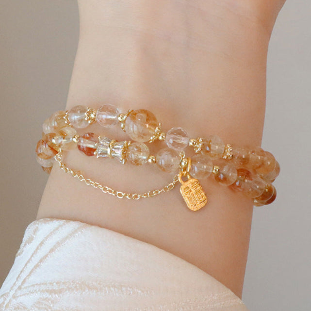 Golden Fortune Double-Wrap Citrine Bracelets – Women’s Prosperity & Blessing Styles