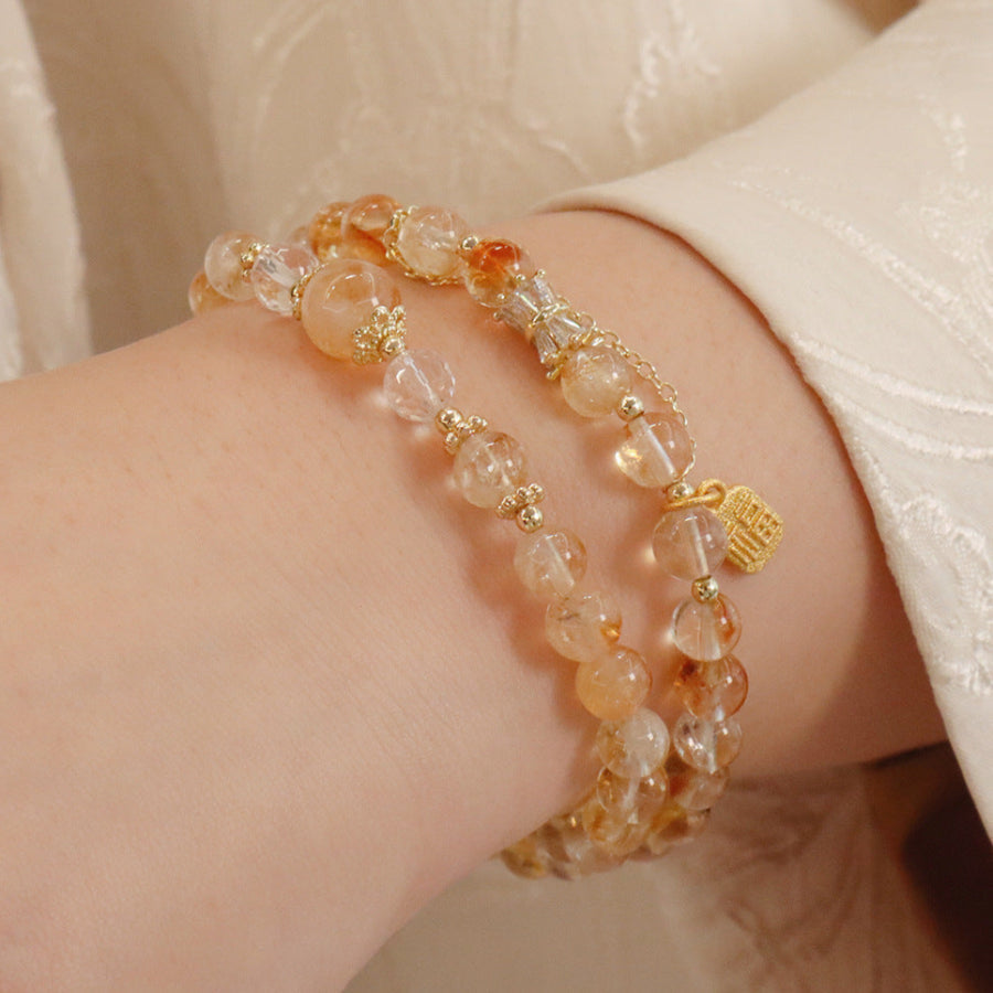 Golden Fortune Double-Wrap Citrine Bracelets – Women’s Prosperity & Blessing Styles