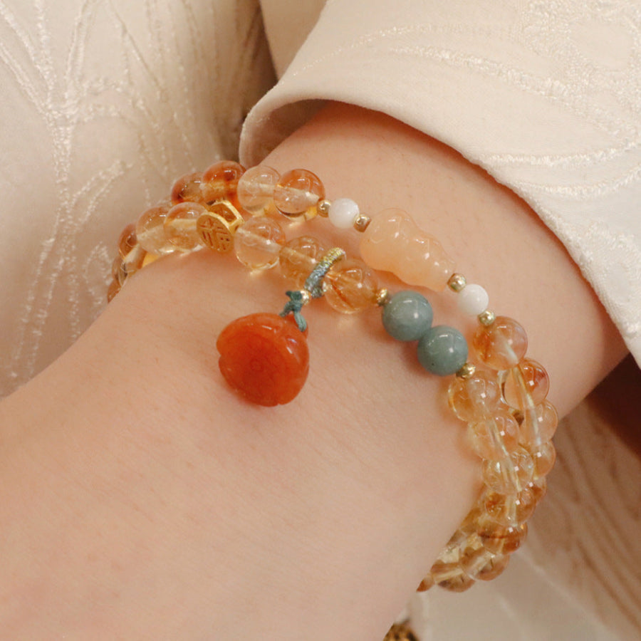 Golden Fortune Double-Wrap Citrine Bracelets – Women’s Prosperity & Blessing Styles