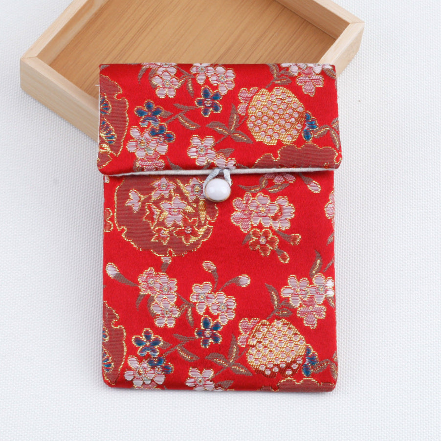 Brocade Jewelry Pouch – Double-Layer Drawstring Bag for Rings & Accessories (9 colors)