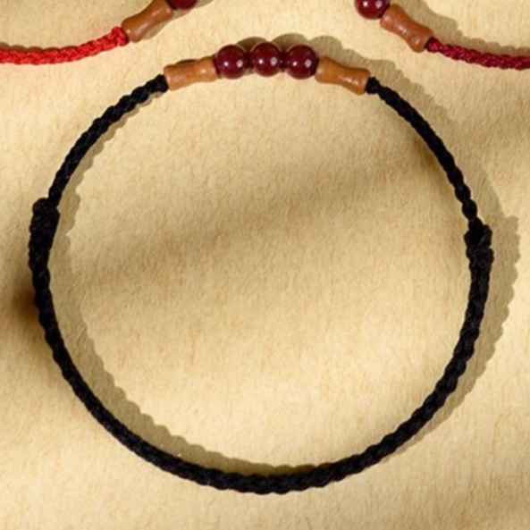 Cinnabar Peachwood Bamboo Red String Bracelet – Minimal Talisman (3 Colors)