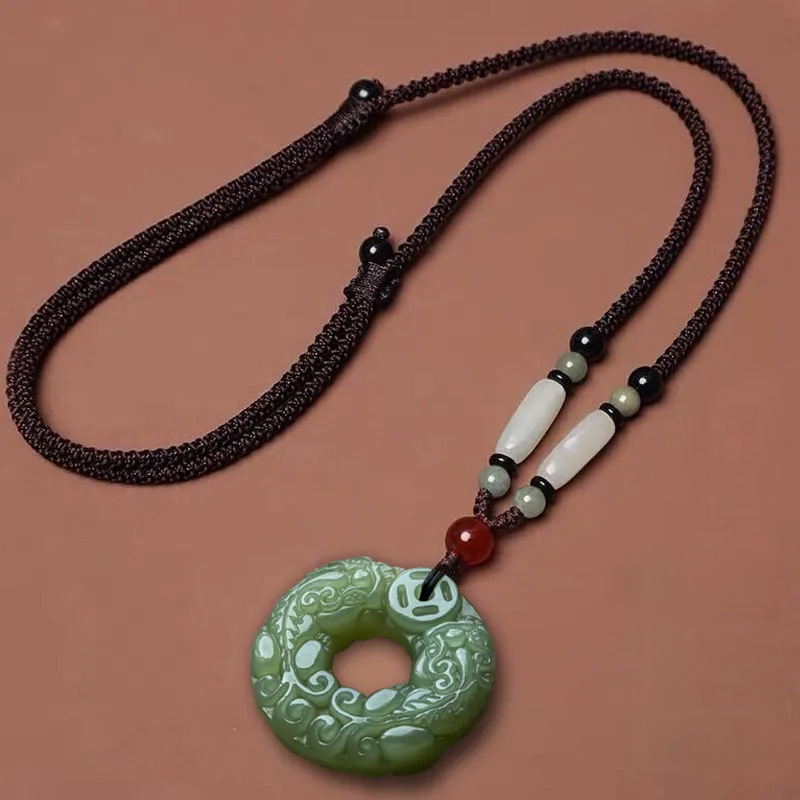 Jade-Look Pixiu Pendant – Double-Sided Carving (Green or White)