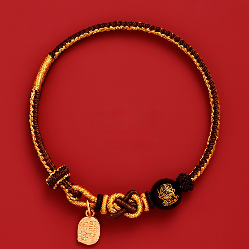 Five-Way Caishen Red String Bracelet – Zodiac Snake Edition (5 Bead Variants)