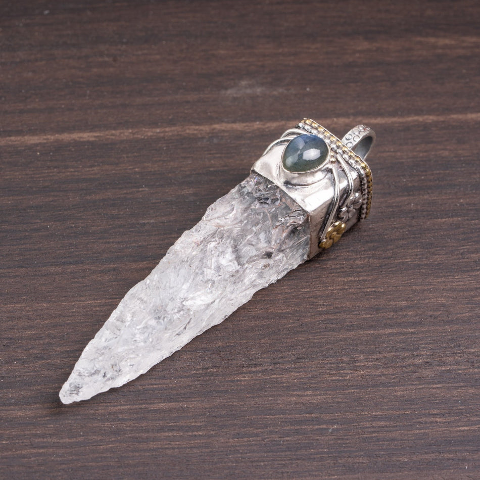 Raw White Crystal Silver Pendant – Clarity & Protection