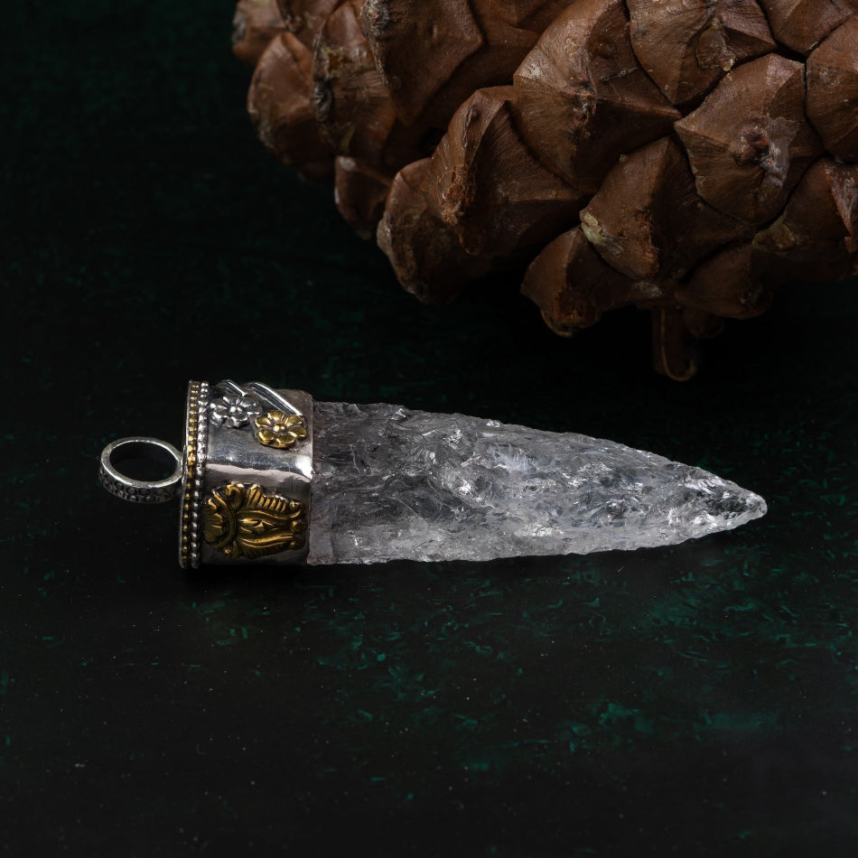 Raw White Crystal Silver Pendant – Clarity & Protection