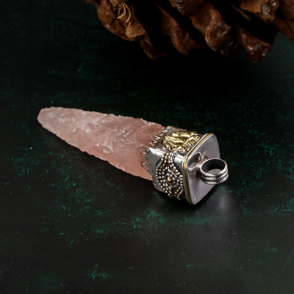 Raw Rose Quartz Crystal Pendant – Love & Heart Healing