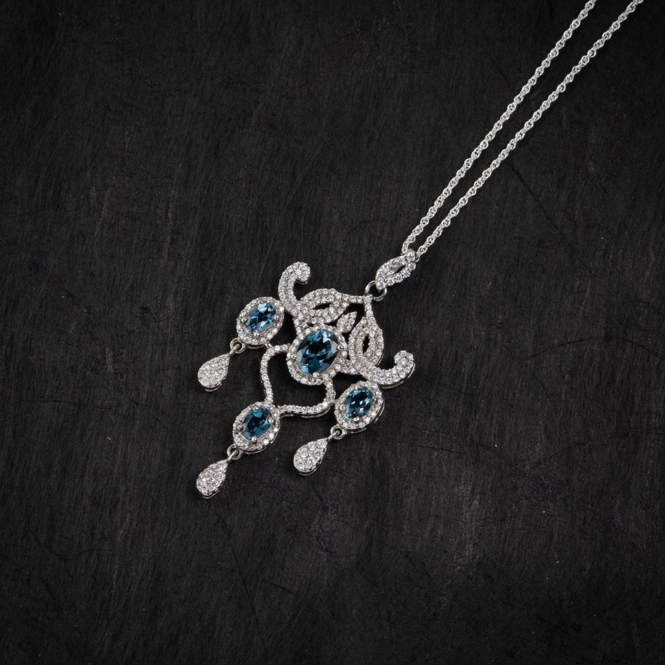 London Blue Topaz Chandelier Silver Pendant – Clarity & Communication(Pre-sale & Delivery 10 days later)