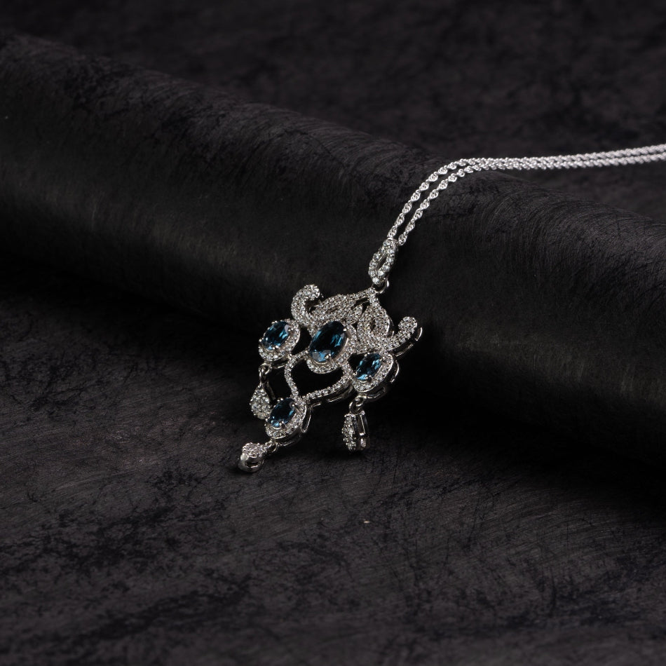 London Blue Topaz Chandelier Silver Pendant – Clarity & Communication(Pre-sale & Delivery 10 days later)