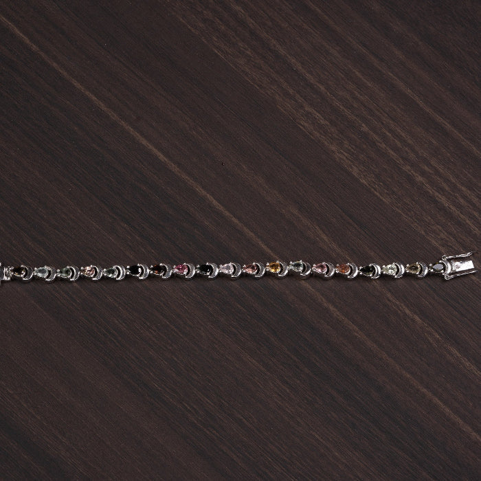 Rainbow Tourmaline 925 Sterling Silver Bracelet – Joy & Balance