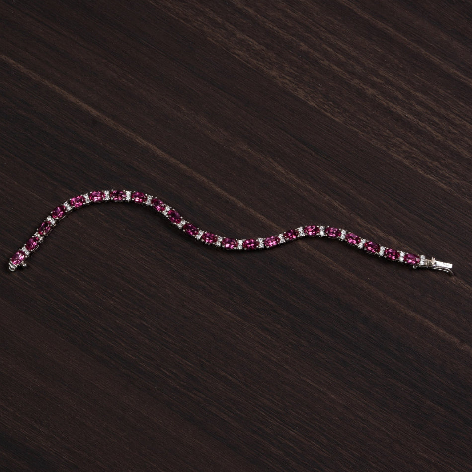 Pink Topaz 925 Silver Tennis Bracelet – Radiance & Love