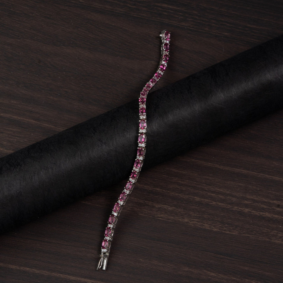 Pink Topaz 925 Silver Tennis Bracelet – Radiance & Love