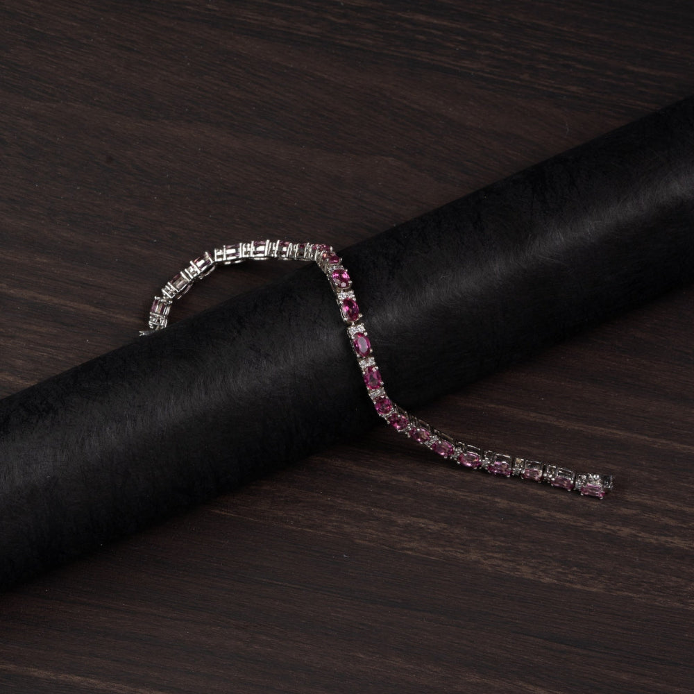 Pink Topaz 925 Silver Tennis Bracelet – Radiance & Love