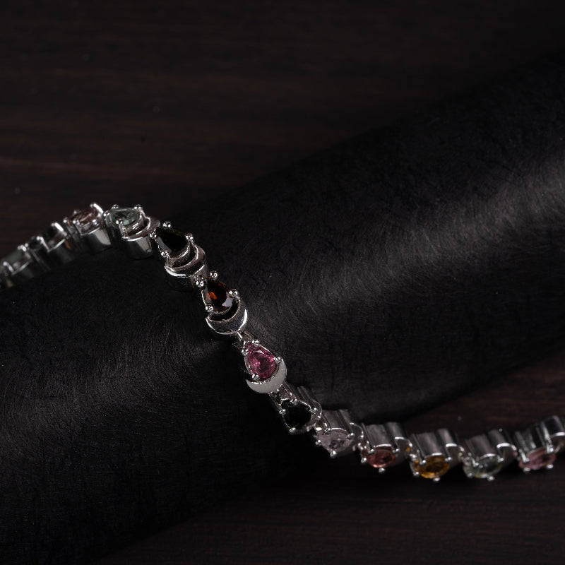 Rainbow Tourmaline 925 Sterling Silver Bracelet – Joy & Balance