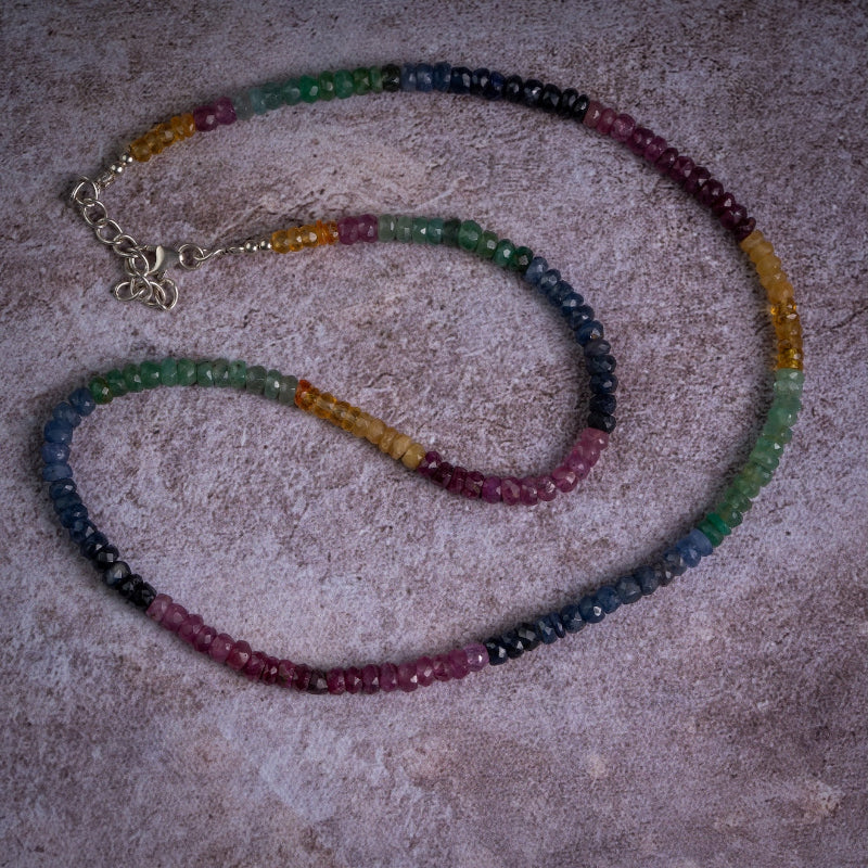 Emerald, Ruby & Sapphire Gemstone Necklace – Balance & Radiance