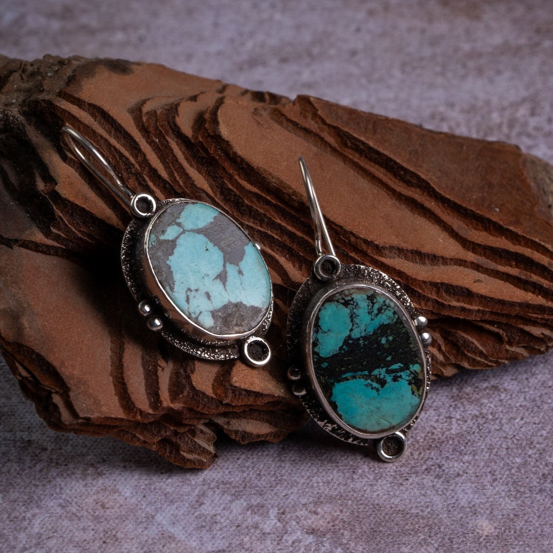 Turquoise Sterling Silver Drop Earrings – Protection & Harmony