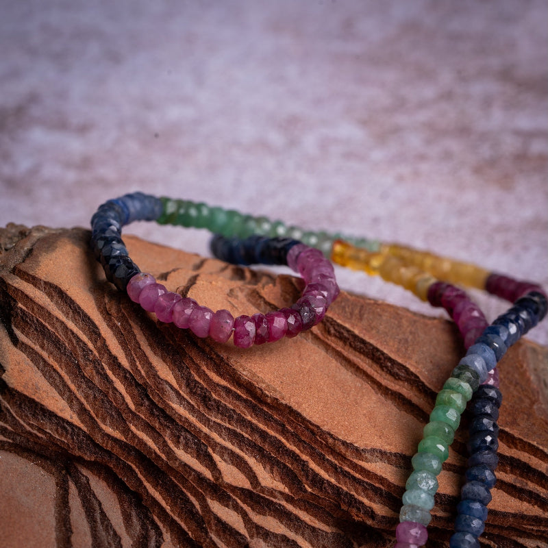 Emerald, Ruby & Sapphire Gemstone Necklace – Balance & Radiance