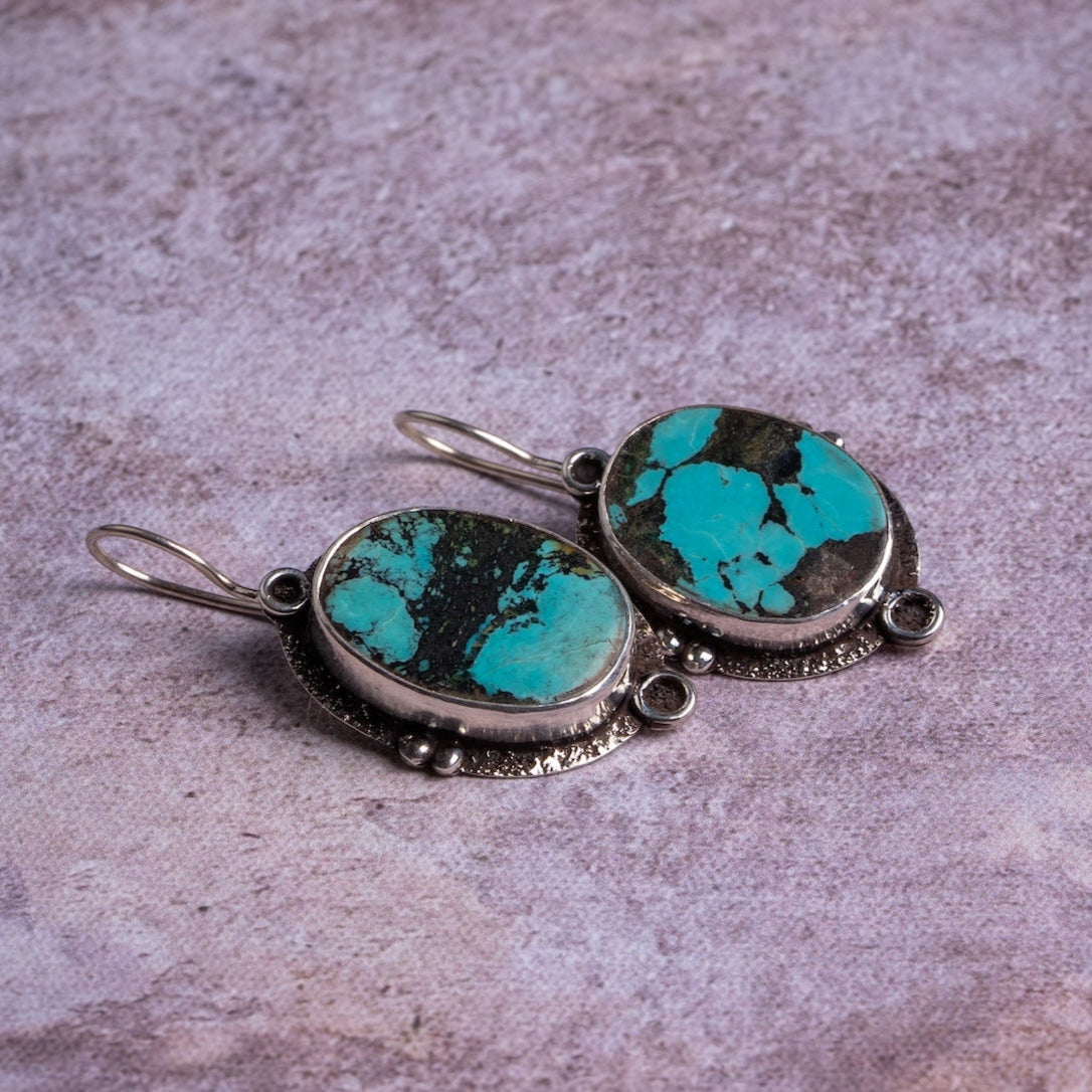 Turquoise Sterling Silver Drop Earrings – Protection & Harmony