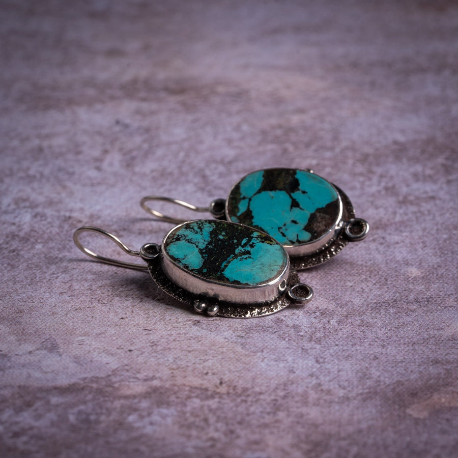 Turquoise Sterling Silver Drop Earrings – Protection & Harmony