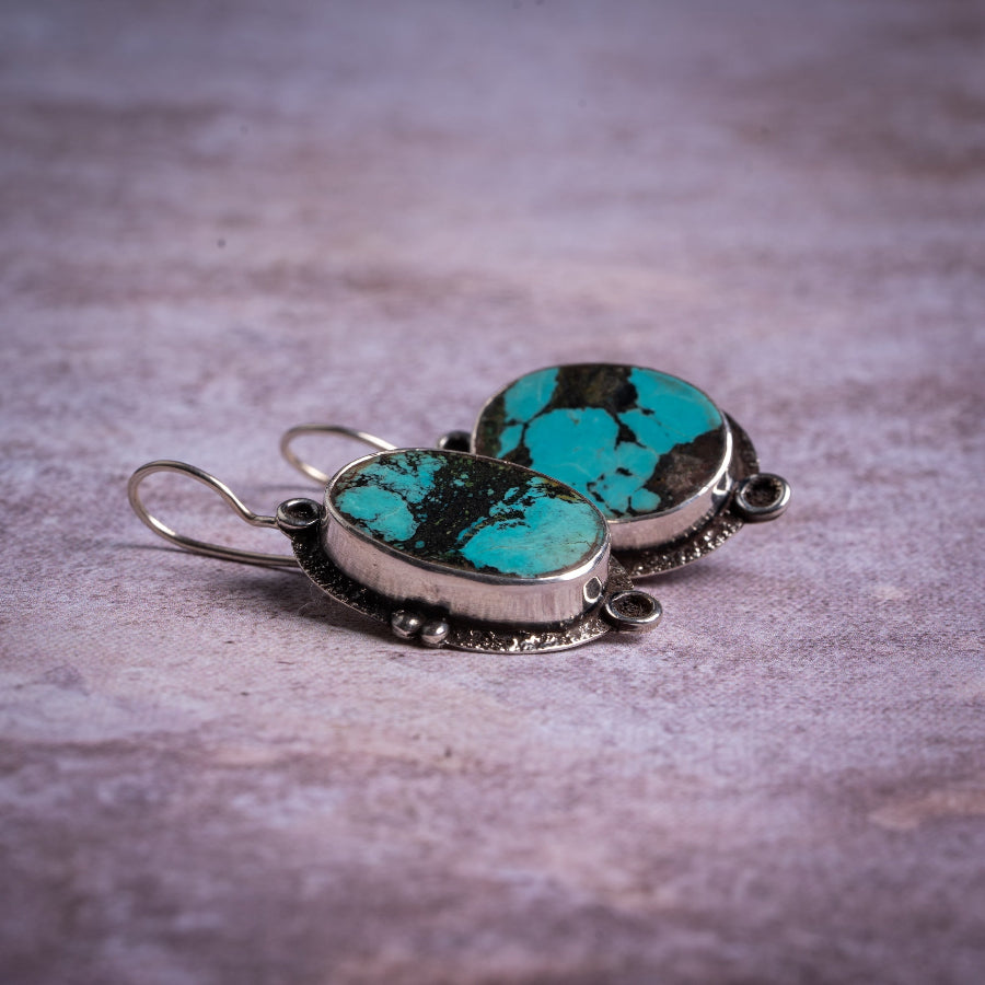 Turquoise Sterling Silver Drop Earrings – Protection & Harmony