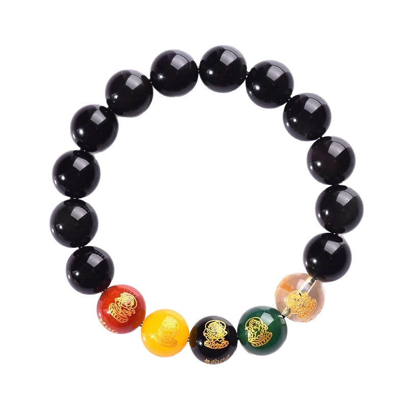Five-Element Obsidian Bracelet – Protection & Prosperity Talisman