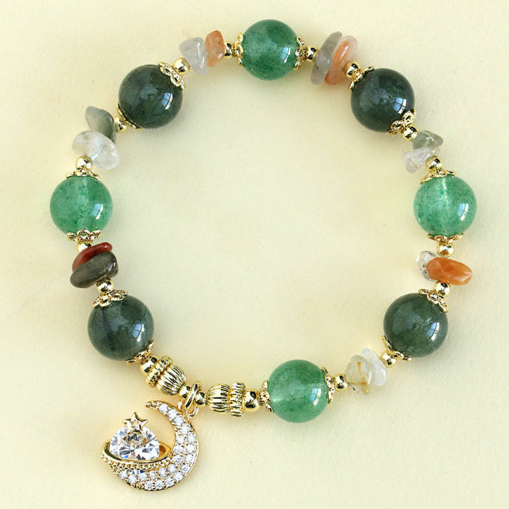 Moon & Star Charm Gemstone Bracelets – Crystal-Embedded Elegance Collection