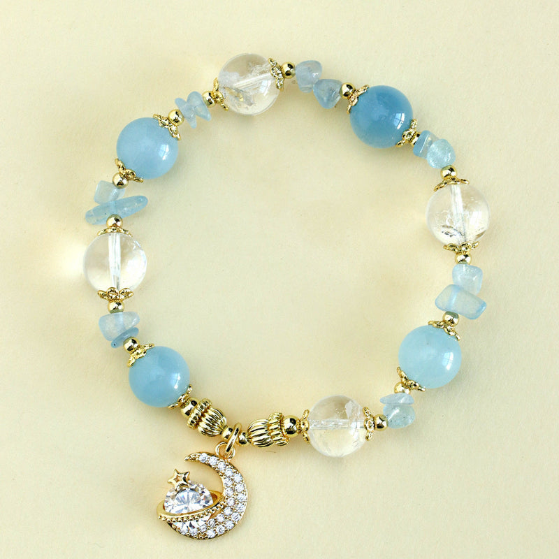 Moon & Star Charm Gemstone Bracelets – Crystal-Embedded Elegance Collection