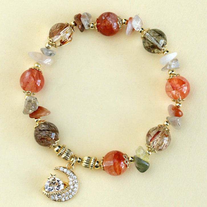Moon & Star Charm Gemstone Bracelets – Crystal-Embedded Elegance Collection
